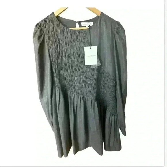 Jacquie the label Tiered Minidress size S charcoal gray with pinstripes. - Picture 5 of 8